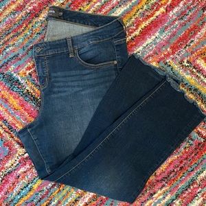 Torrid Premium Cropped Jean - Dark Wash - Frayed Cuffed Bottoms